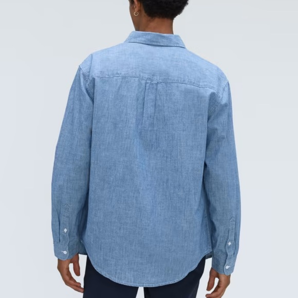 Everlane Relaxed Organic Cotton Chambray Long Sleeve Button Down Shirt Medium - Picture 4 of 11